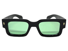 Classic Vintage Retro Style SUNGLASSES Super Thick Black Frame - Green Lens E2165