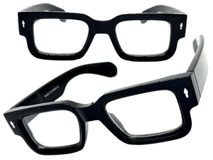 Classic Vintage Retro Style Clear Lens EYEGLASSES Large Super Thick Black Frame E2165
