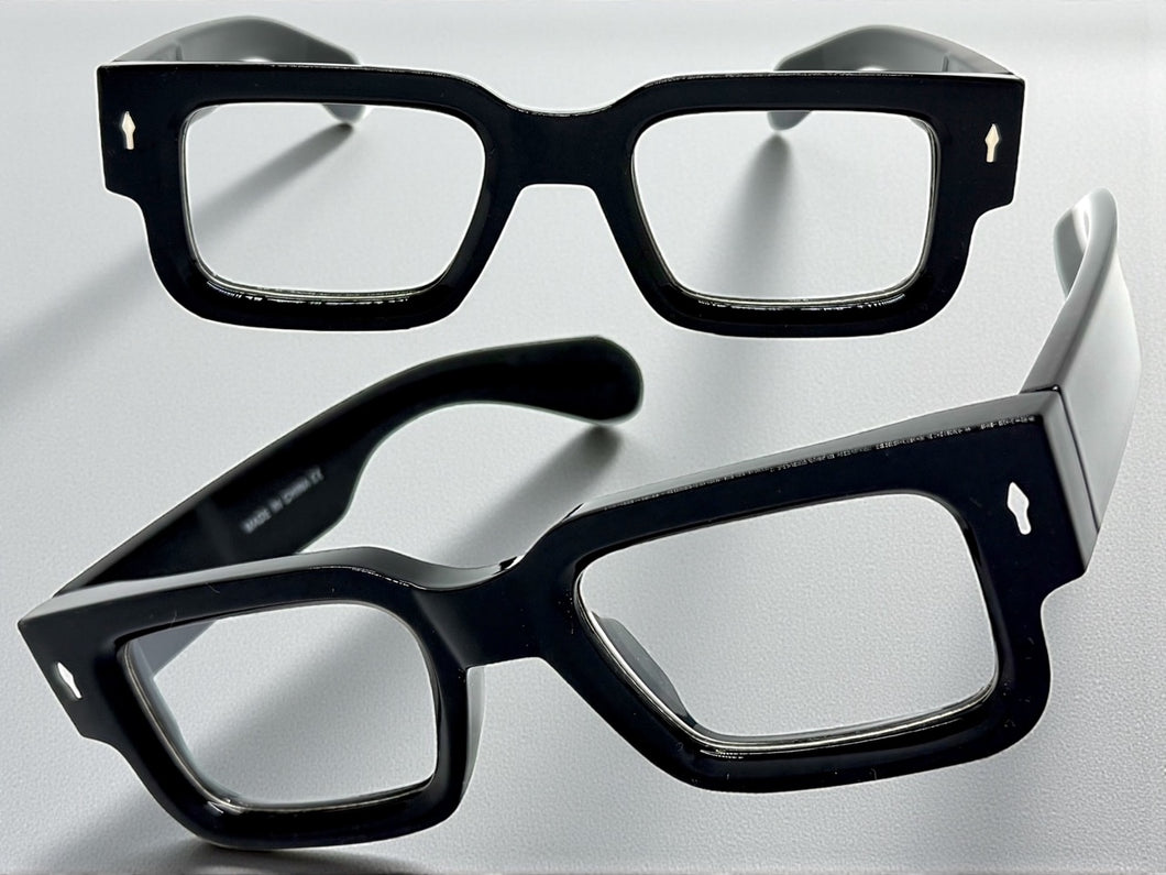 Classic Vintage Retro Style Clear Lens EYEGLASSES Large Super Thick Black Frame E2165
