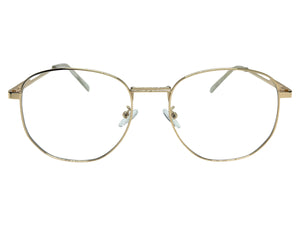 Exaggerated Vintage Retro Style Clear Lens EYEGLASSES Large Gold Metal Frame P0194