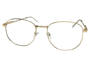 Exaggerated Vintage Retro Style Clear Lens EYEGLASSES Large Gold Metal Frame P0194