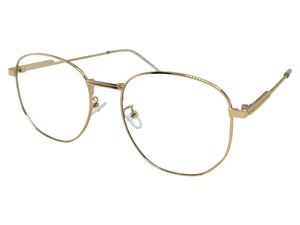 Exaggerated Vintage Retro Style Clear Lens EYEGLASSES Large Gold Metal Frame P0194