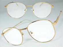Exaggerated Vintage Retro Style Clear Lens EYEGLASSES Large Gold Metal Frame P0194