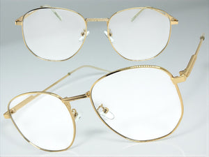Exaggerated Vintage Retro Style Clear Lens EYEGLASSES Large Gold Metal Frame P0194