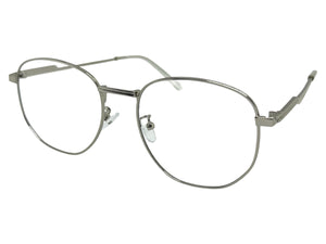 Exaggerated Vintage Retro Style Clear Lens EYEGLASSES Large Silver Metal Frame P0194