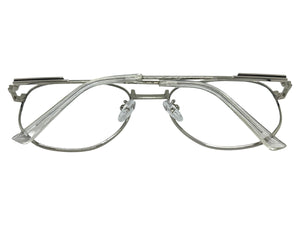 Exaggerated Vintage Retro Style Clear Lens EYEGLASSES Large Silver Metal Frame P0194
