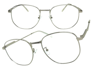 Exaggerated Vintage Retro Style Clear Lens EYEGLASSES Large Silver Metal Frame P0194