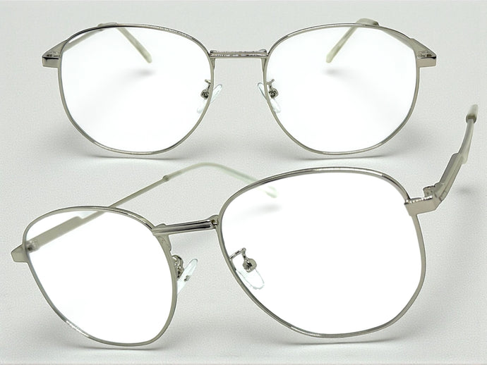 Exaggerated Vintage Retro Style Clear Lens EYEGLASSES Large Silver Metal Frame P0194