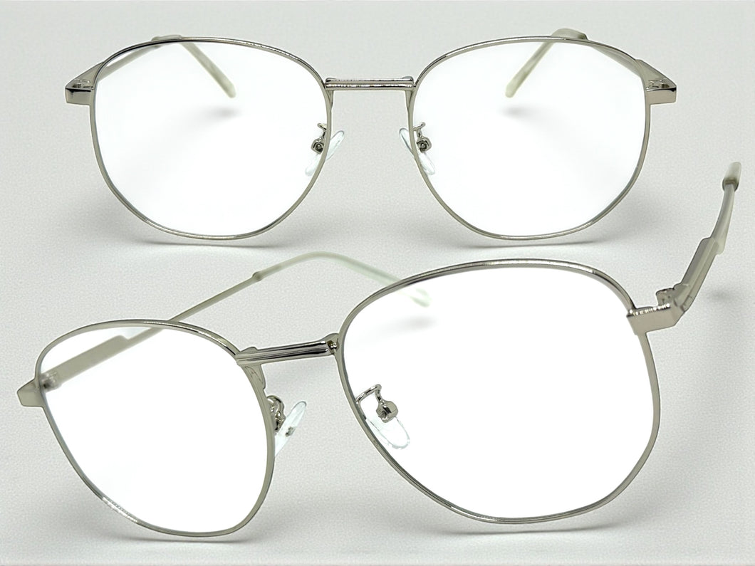 Exaggerated Vintage Retro Style Clear Lens EYEGLASSES Large Silver Metal Frame P0194