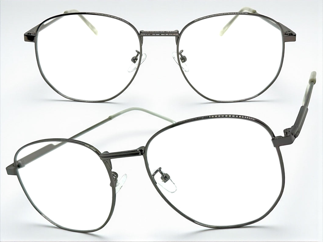 Exaggerated Vintage Retro Style Clear Lens EYEGLASSES Large Gunmetal Frame P0194