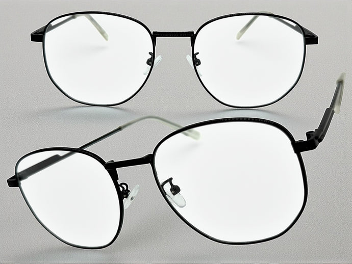 Exaggerated Vintage Retro Style Clear Lens EYEGLASSES Large Black Metal Frame P0194