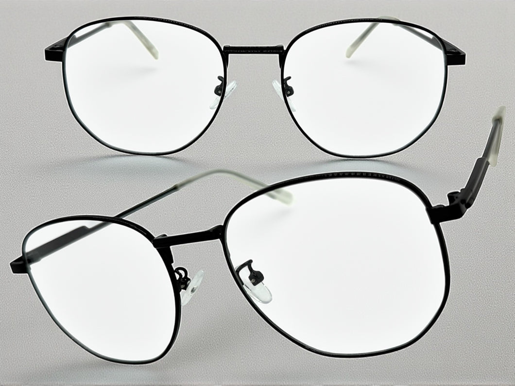 Exaggerated Vintage Retro Style Clear Lens EYEGLASSES Large Black Metal Frame P0194