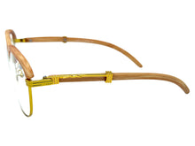 Classic Retro Luxury Designer Hip Hop Style Clear Lens EYEGLASSES Square Gold & Faux Wooden Frame E0425