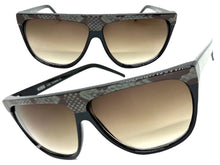 Oversized Classic Vintage Retro Style SUNGLASSES Large Black Snakeskin Frame 1100