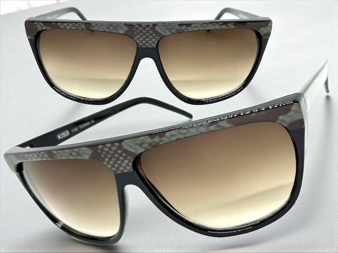 Oversized Classic Vintage Retro Style SUNGLASSES Large Black Snakeskin Frame 1100