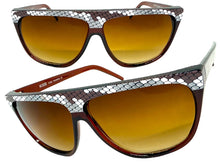 Oversized Classic Vintage Retro Style SUNGLASSES Large Brown Snakeskin Frame 1100