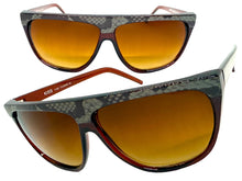 Oversized Classic Vintage Retro Style SUNGLASSES Large Brown Snakeskin Frame 1100