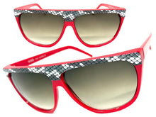Oversized Classic Vintage Retro Style SUNGLASSES Large Red Snakeskin Frame 1100