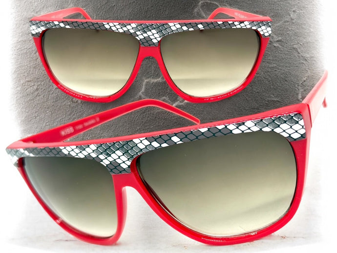 Oversized Classic Vintage Retro Style SUNGLASSES Large Red Snakeskin Frame 1100