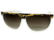 Oversized Classic Vintage Retro Style SUNGLASSES Large White Snakeskin Frame 1100