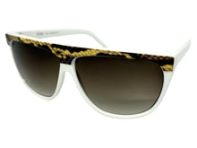 Oversized Classic Vintage Retro Style SUNGLASSES Large White Snakeskin Frame 1100