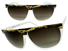 Oversized Classic Vintage Retro Style SUNGLASSES Large White Snakeskin Frame 1100
