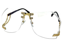Classic Elegant Vintage Retro Style Clear Lens SUNGLASSES Rimless Upside Down Gold Frame AB311
