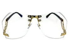 Classic Elegant Vintage Retro Style Clear Lens SUNGLASSES Rimless Upside Down Gold Frame AB311