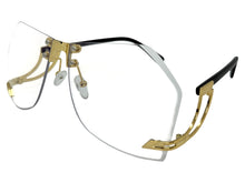 Classic Elegant Vintage Retro Style Clear Lens SUNGLASSES Rimless Upside Down Gold Frame AB311