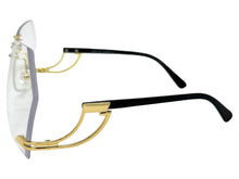Classic Elegant Vintage Retro Style Clear Lens SUNGLASSES Rimless Upside Down Gold Frame AB311