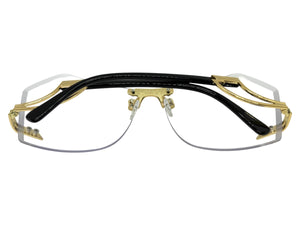 Classic Elegant Vintage Retro Style Clear Lens SUNGLASSES Rimless Upside Down Gold Frame AB311