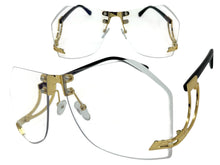 Classic Elegant Vintage Retro Style Clear Lens SUNGLASSES Rimless Upside Down Gold Frame AB311
