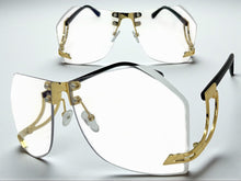 Classic Elegant Vintage Retro Style Clear Lens SUNGLASSES Rimless Upside Down Gold Frame AB311