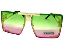 Oversized Exaggerated Modern Rerto Shield Style SUNGLASSES Large Gold Frame 8173