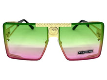 Oversized Exaggerated Modern Rerto Shield Style SUNGLASSES Large Gold Frame 8173