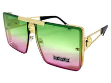 Oversized Exaggerated Modern Rerto Shield Style SUNGLASSES Large Gold Frame 8173