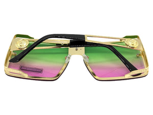 Oversized Exaggerated Modern Rerto Shield Style SUNGLASSES Large Gold Frame 8173
