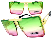 Oversized Exaggerated Modern Rerto Shield Style SUNGLASSES Large Gold Frame 8173