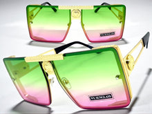 Oversized Exaggerated Modern Rerto Shield Style SUNGLASSES Large Gold Frame 8173