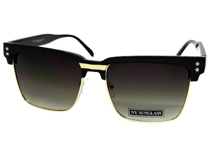 Classy Elegant Modern Retro Hip Hop Style SUNGLASSES Square Black & Gold Frame 6462