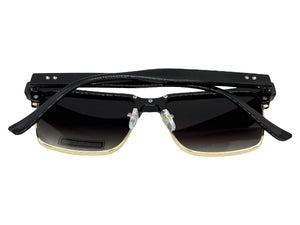 Classy Elegant Modern Retro Hip Hop Style SUNGLASSES Square Black & Gold Frame 6462