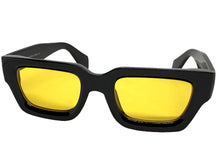 Classic Vintage Retro Style SUNGLASSES Thick Black Frame - Yellow Lens 2056