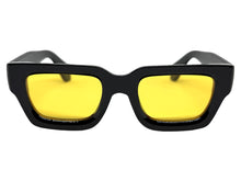 Classic Vintage Retro Style SUNGLASSES Thick Black Frame - Yellow Lens 2056