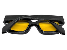 Classic Vintage Retro Style SUNGLASSES Thick Black Frame - Yellow Lens 2056