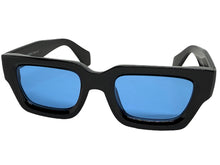Classic Vintage Retro Style SUNGLASSES Thick Black Frame - Blue Lens 2056