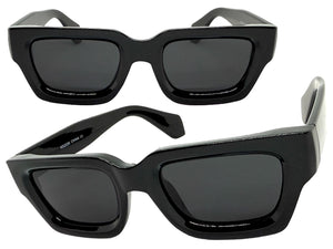 Classic Vintage Retro Style SUNGLASSES Thick Black Frame - Dark Lens 2056