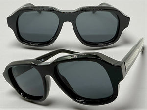 Classic Vintage Retro Style SUNGLASSES Large Thick Square Black Acetate Frame C004