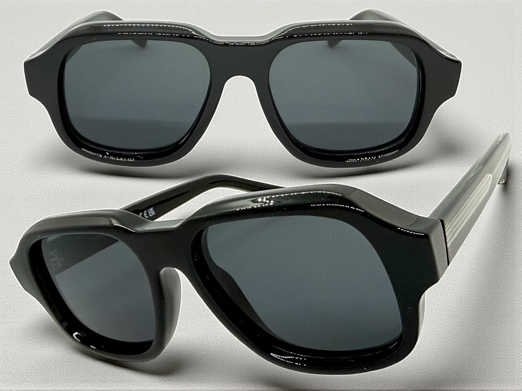 Classic Vintage Retro Style SUNGLASSES Large Thick Square Black Acetate Frame C004