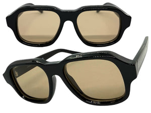 Classic Vintage Retro Style SUNGLASSES Large Thick Square Black Acetate Frame C004