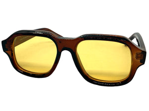 Classic Vintage Retro Style SUNGLASSES Large Thick Square Brown Acetate Frame C004